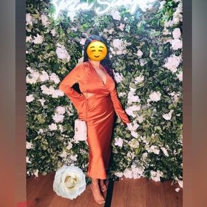 Beautiful rust color, long sleeve cut, out dress.
